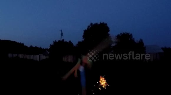 Fireworks attached to returning boomerang