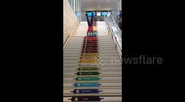 walking down the stairs on handstand!