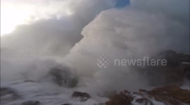 Storm Abigail hits Donegal, Ireland, causing ferocious waves