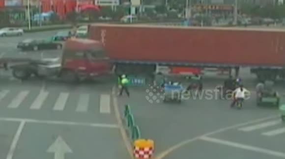 Out-of-control lorry nearly ploughs over cyclists - Buy, Sell or Upload ...