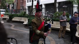 New York: Bagpiper plays ‘God Bless America’ at 9/11 remembrance ceremony in Queen Elizabeth II September 11th Garden