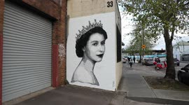 Mural to the Queen is vandalised, Sydney, Australia