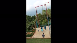 Excited kids BARELY AVOID getting injured after something goes wrong with the swing