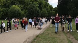 Huge crowds outside a highly restricted space near Buckingham Palace