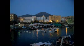 Vesuvius taken at night, from the port of the city of, Torre del Greco, Naples