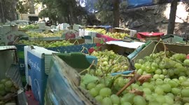 A Palestinian Khaled Arafeh prepares grape molasses in his small workshop by traditional way