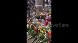Flowers at the gates of Windsor Castle in Windsor, UK