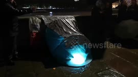 Two women camping overnight in the queue to see the Queen at Westminster Hall talk about the experience