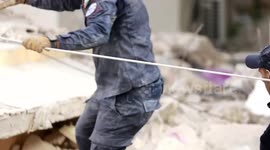 Rescue teams continue operations to find all missing people under rubble of collapsed building in Al-Weibdeh.