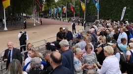 A view of Horse Guards Parade as people get ready to see the Queen