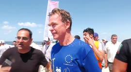 Sven Kühn von Burgsdorff, European Union Representative takes part in the cleaning of the beach