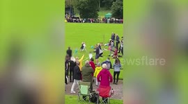 Adorable video shows a six-year-old girl who ran past the finish line of a children’s race – to complete a full lap of the track