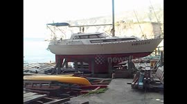 Boats in a shipyard on the sea, in the Sorrento coast