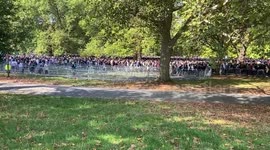 Thousands of people wait for hours in Southwark Park to join the queue for The Queen’s coffin