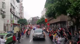 Residents See Off Rescue Vehicles in Luding County, China