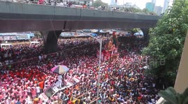 Huge crowds gather for the immersion procession of Mumbai's most famous Ganesha called 'Lalbaghcha Raja' in India