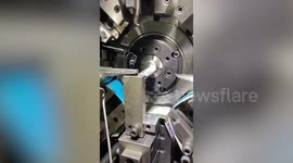 Hypnotic ASMR footage of factory machines shaping orthodontic wire