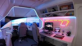 Walk around awesome space ship themed online gamer's man cave