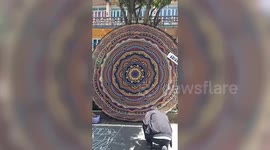 Needlework artist makes incredible giant crocheted mandalas by hand in the Philippines