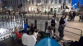 Mourners camp out in Westminster on Saturday evening ahead of Queen Elizabeth II's funeral on Monday