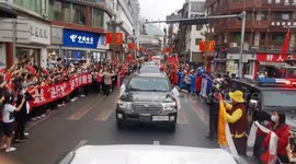 Residents See Off Rescue Vehicles in Luding, Sichuan, China