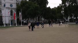 Parliament Square looks the worse for wear after being the center of events due to the Queen's funeral
