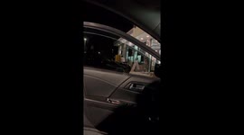 Owner tries to catch dog after she gets zoomies at a gas station