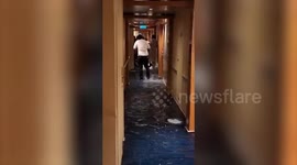 Mum's relaxing cruise with friends was struck with disaster when she woke to find her room flooding like a scene from TITANIC