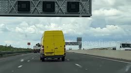 Ever seen a crabbing van driving down the road? This van’s chassis was so bent the front and rear wheels were unaligned.