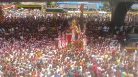 Huge crowds gather to bid adieu to big Sky high Ganesha Idols in Mumbai, India