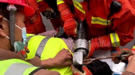 Astonishing survival of man who fell 100ft onto steel bar in China