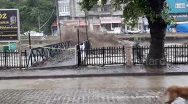 Monster flood engulfs a whole bridge and causes devastation in Turkey