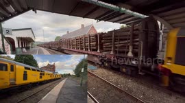 Log train Aberystwyth to Kronospan in Chirk.