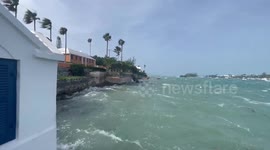 Wavy sea during Huricane Fiona at Hamilton Harbour, Bermuda