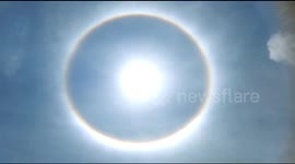 Astronomical phenomenon - Amazing  Rainbow ring spotted around the sun in Gir Somanth sky.