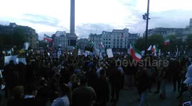 Pro Iran freedom protest assembles at Trafalgar Square