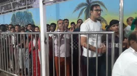 Devotee Chanting Devotional Jai Mata Di Song at Jhandewalan Mandir on the first Day of Navratri festival in Delhi,India