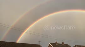 Massive double rainbow colors Derbyshire, UK skies