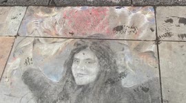 Drawing of Mahsa Amini appears in London's Trafalgar Square