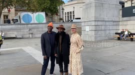Artist Samson Kambalu unveils his new fourth plinth artwork, Antelope, in Trafalgar Square