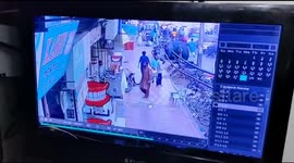 Karachi attack cctv - footage shows chaos after attack , cctv shows attacker running out of the Chinese national dental clinic