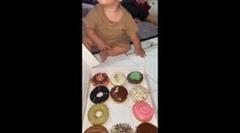 Child accidentally fell face down on donuts!
