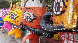Numbers of effigy of Devil Ravana is on display for sale to celebrate the victory of Lord Ram in Delhi