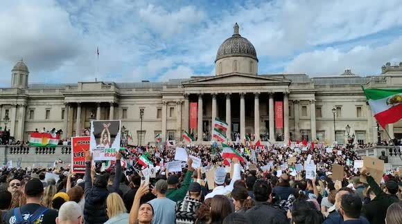 Protester in London march in solidarity with Iran unrest