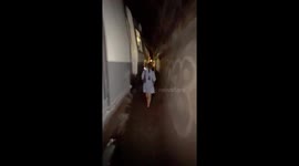 Evactuating train in Paris Underground tunnels after emergency stop