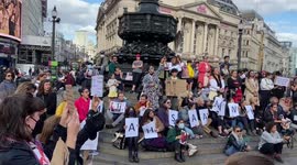 Feminist protest against the Iran regime in Piccadilly Circus