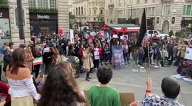 Feminist protest against the Iran regime in Piccadilly Circus