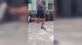 Tireless cassowary bird joins soldiers in daily running workout