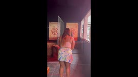 Girl runs for her life after BOTCHED attempt at ax-throwing