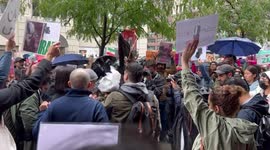 Chants at rally for Mahsa Amini in New York, USA